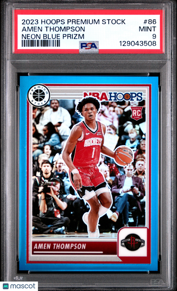 2023 Panini Hoops Premium Stock Amen Thompson #86 Neon Blue Prizm PSA 9