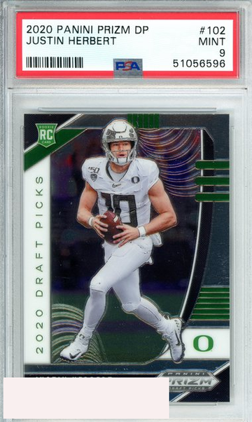 2020 PANINI PRIZM DP JUSTIN HERBERT #102 LA CHARGERS ROOKIE RC PSA 9 MINT