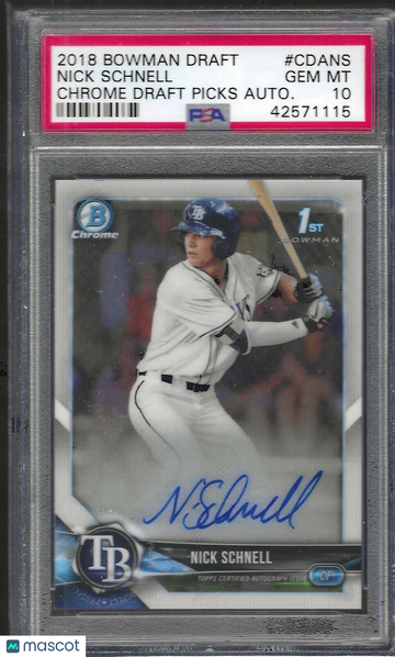 2018 Bowman Draft Chrome Draft Picks Autographs Nick Schnell #CDANS Autograph PSA 10