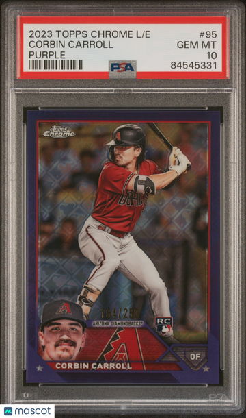 2023 Topps Chrome Logofractor Edition Corbin Carroll #95 Purple Refractor /250 PSA 10