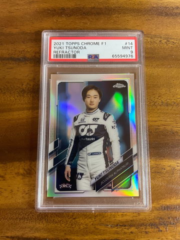 2021 TOPPS CHROME F1 REFRACTOR POTRAIT YUKI TSUNODA #14 PSA 9 MINT