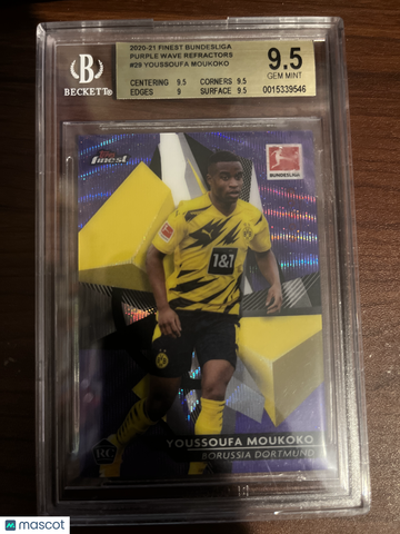 2020-21 Finest Bundesliga Purple Wave Refractors Youssoufa Moukoko #29 BGS 9.5