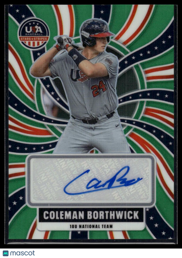 2026 Panini Stars & Stripes Prizm USA Baseball Coleman Borthwick #NTS-CB 18U National Team Signatures AU