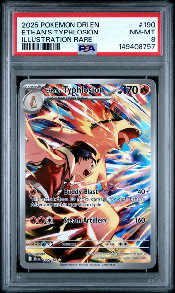 2025 Pokemon Scarlet and Violet Destined Rivals Illustration Rare Ethan's Typhlosion #190 PSA 8