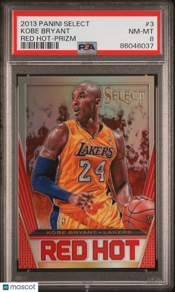 2013 Panini Select Red Hot Kobe Bryant #3 Prizm PSA 8