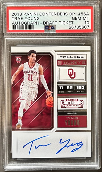 2018 Panini Contenders RC #56A Trae Young - Auto Signed Draft Ticket (PSA 10)