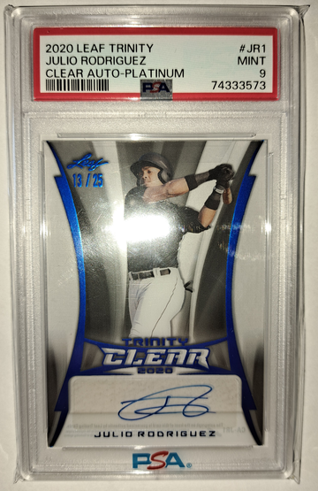  2020 Leaf Trinity JULIO RODRIGUEZ Clearly Platinum Blue #13/25 PSA 9 Seattle Mariners RC  