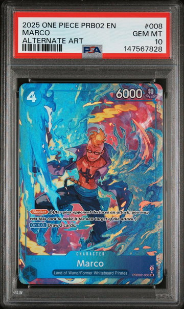 2025 One Piece Premium Booster Volume 2 Alternate Art Marco #PRB02-008 PSA 10