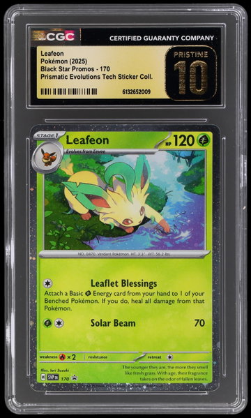 2025 Pokemon Scarlet And Violet Black Star Promos Leafeon Prismatic Evolutions Tech Sticker Collection CGC 10 Pristine