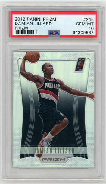2012 DAMIAN LILLARD PANINI PRIZM SILVER PSA 10 #245 ROOKIE RC