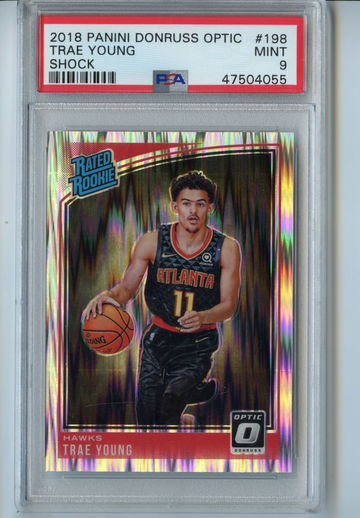 Trae Young Rated Rookie Shock Prizm Holo 2018 PSA 9 #198 RC Mint Donruss Optic