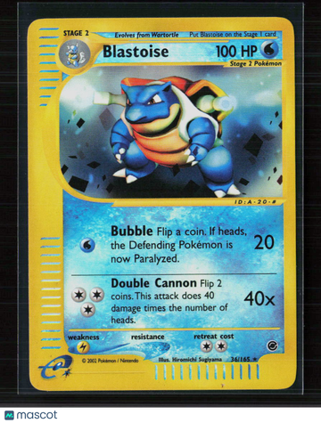 2002 Expedition Base Set Blastoise Rare #36/165