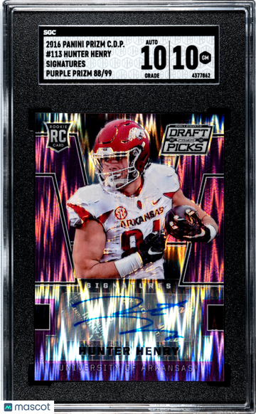 2016 Panini Prizm Collegiate Draft Picks Hunter Henry #113 Purple 88/99 SGC 10 Auto 10