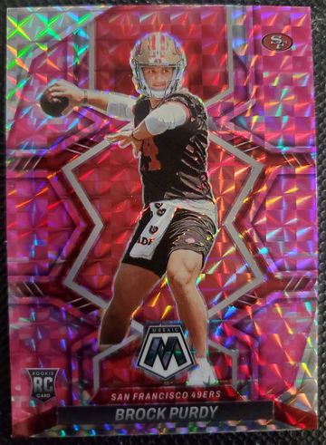 Brock Purdy Mosaic pink camo Prizm Rookie Card