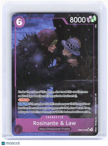 One Piece Card Game Trading Card The Azure Sea's Seven Rosinante & Law Alt Art Foil Super Rare EB04-038
