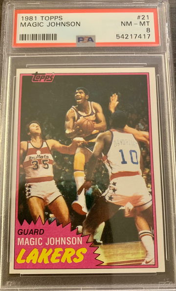 1981 Topps Basketball #21 Magic Johnson - Graded PSA 8 NM-MT New Slab. Rookie Card. RC 