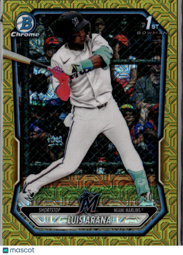 Luis Arana 2026 Bowman Chrome Yellow Mojo Refractor Miami Marlins