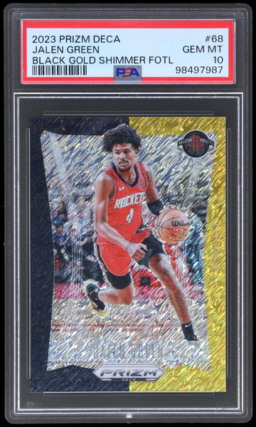 2023 Panini Prizm Deca Jalen Green Black Gold Shimmer Fotl PSA 10