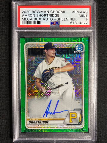 2020 Bowman Aaron Shortridge Bowman Chrome Green Mega Box Auto /99 PSA 9 SP