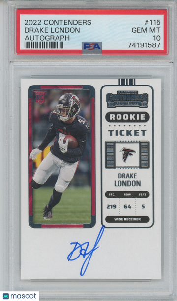 2022 Panini Contenders Optic Drake London #115 [Base] Rookie Base Set PSA 10
