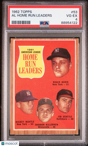 1962 Topps Al Home Run Leaders #53 PSA 4