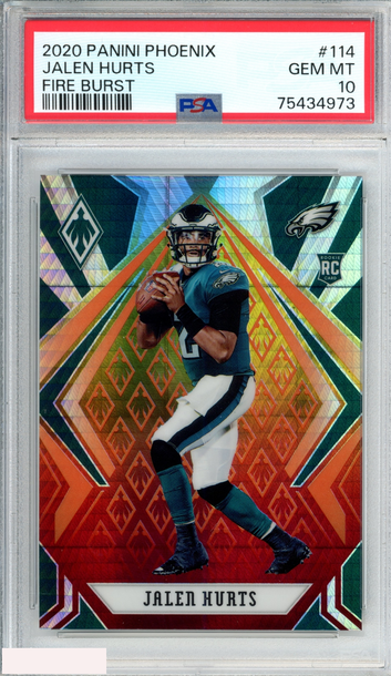 2020 PANINI PHOENIX JALEN HURTS #114 FIRE BURST ROOKIE RC PSA 10 GEM MT