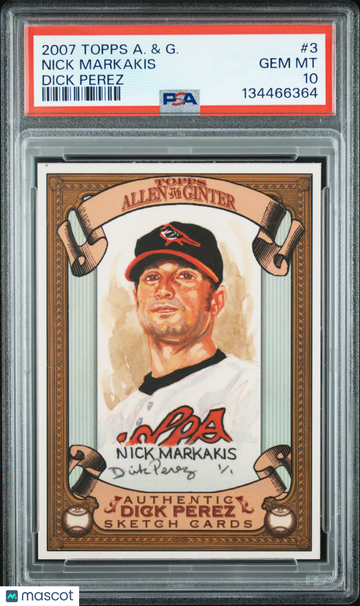 2007 Topps Allen & Ginter Dick Perez Nick Markakis #3 /30 PSA 10