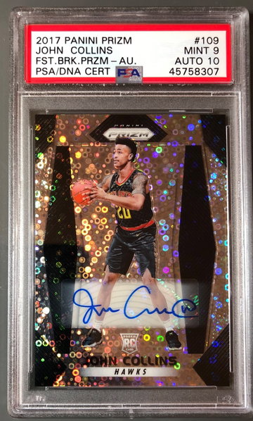 2017-18 Panini Prizm John Collins Fast Break Auto PSA 9 Auto 10