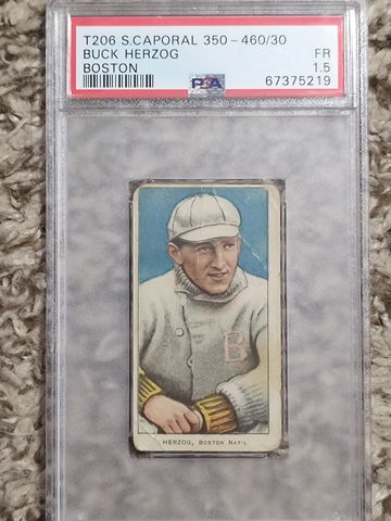 ERROR T206 Buck Herzog Boston MISSING RED INKS