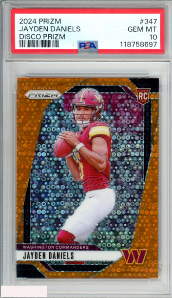 2024 PANINI PRIZM JAYDEN DANIELS #347 DISCO PRIZM ROOKIE RC PSA 10 GEM MT