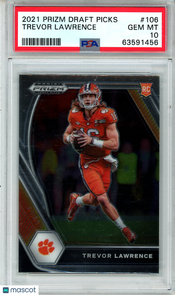 2021 Panini Prizm Draft Picks Trevor Lawrence #106 Rookie PSA 10