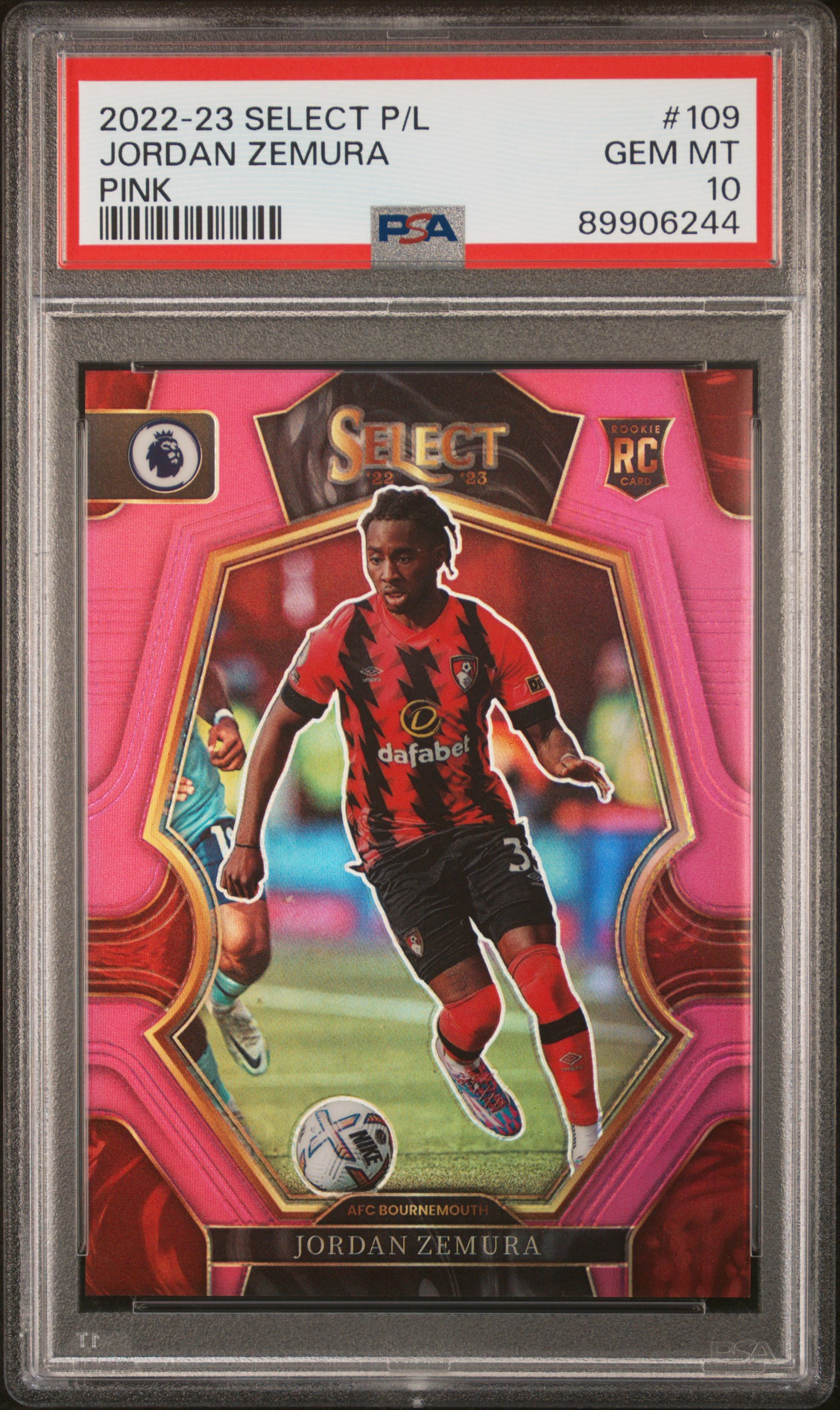 2022 Panini Select Pink Jordan Zemura #109 RC /99 PSA 10
