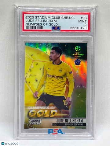 2020 Stadium Club Chrome UEFA Champions League Glimpses Of Gold Jude Bellingham #JB PSA 9