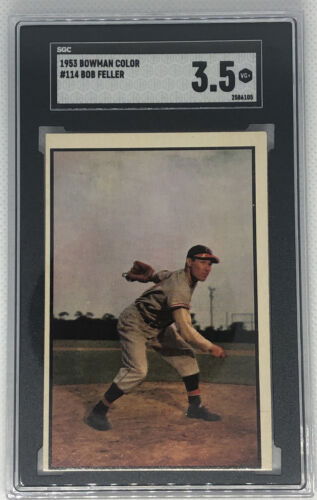 1953 Bowman Color #114 Bob Feller Cleveland Indians SGC 3.5 VG+