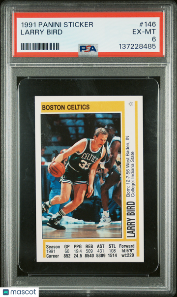 1991 Panini Sticker Larry Bird #146 PSA 6