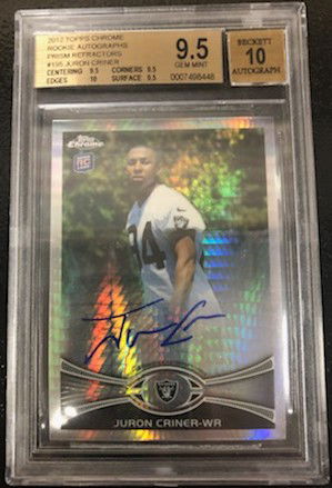 2012 Topps Chrome Juron Criner Rookie Auto Prizm Refractors Parallel #195 BGS 9.5
