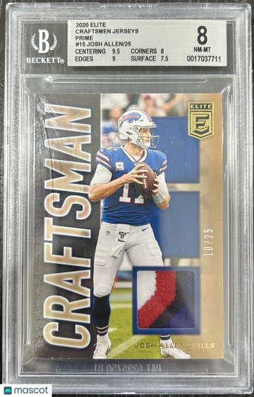 2020 Elite Craftsmen Jerseys Prime Josh Allen #15 /25 BGS 8
