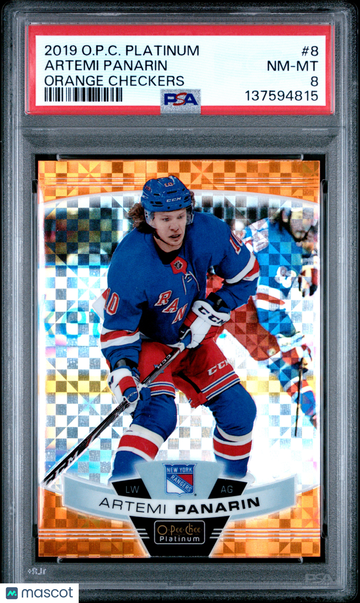 2019-20 O-Pee-Chee Platinum Artemi Panarin #8 Orange Checkers /25 PSA 8