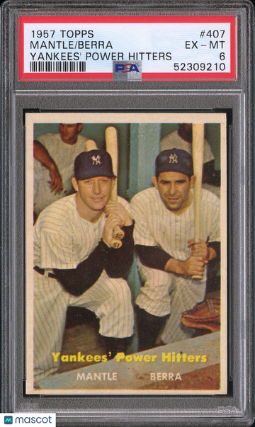 1957 Topps Berra Mantle #407 Yankees' Power Hitters PSA 6