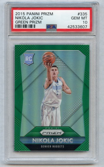 NIKOLA JOKIC 2015 PANINI PRIZM Green Rookie Refractor #335 PSA 10 Gem Mint 
