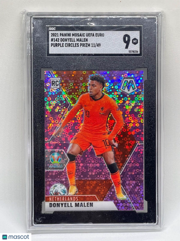 2021 Panini Mosaic Uefa Euro Donyell Malen #142 Purple Circles Prizm SGC 9