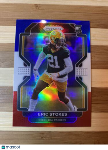 🔥2021 Prizm Eric Stokes #433 Red White Blue Prizm RC Rookie Packers