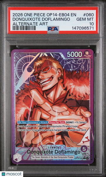 The Azure Sea's Seven Donquixote Doflamingo Alternate Art PSA 10 #OP14-060