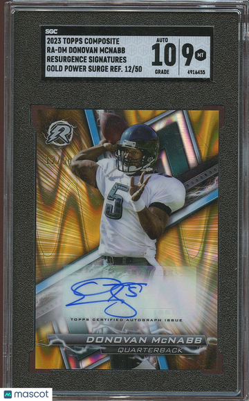 2023 Topps Composite Donovan McNabb #RA-DM Resurgence Sigs. Gold Power Surge Refractor 50 SGC 9 Topps Auto 10