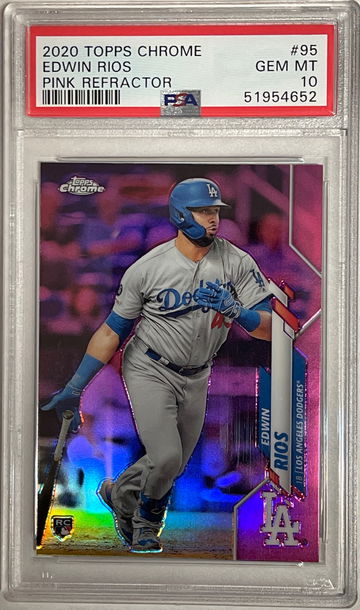 2020 Topps Chrome Pink Refractor Edwin Rios PSA 10