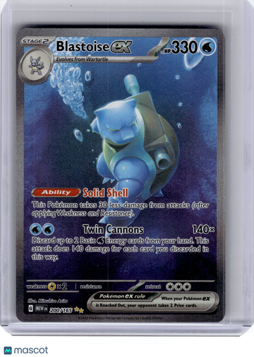 2023 Pokemon—Blastoise ex #200 Scarlet & Violet 151—Special Illustration Rare Holo