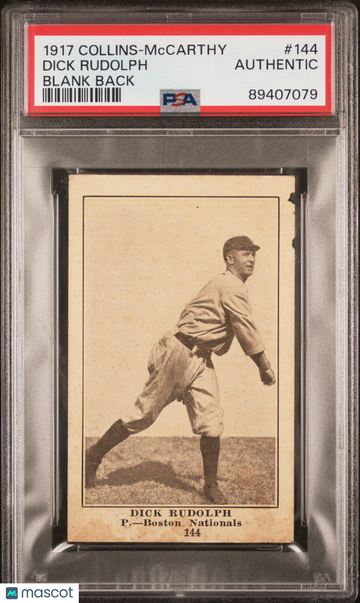 1917 Collins-Mccarthy Dick Rudolph #144 Blank Back PSA A