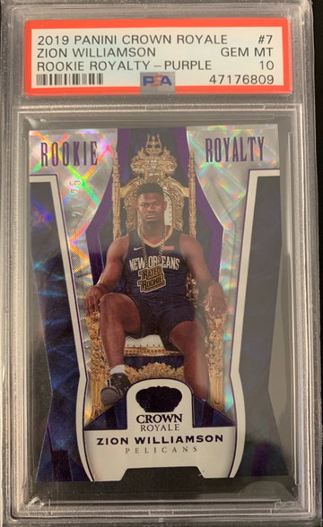 Zion Williamson 2019 Panini Crown Royale Rookie Royalty Purple /25 POP 4!