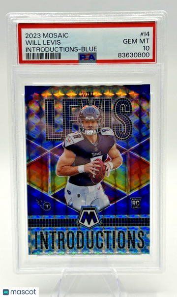 Graded 2023 Panini Mosaic Blue Mosaic Prizm Will Levis RC Insert I-4 PSA 10 Tennessee Titans