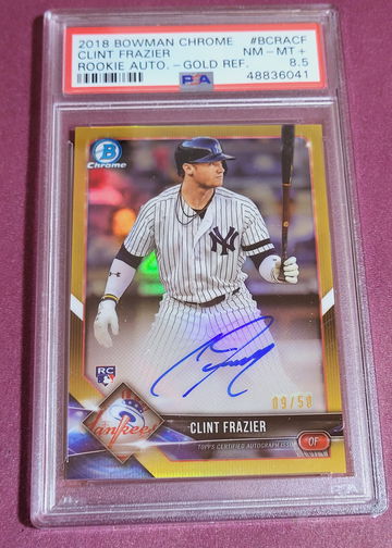2018 Bowman Chrome Clint Frazier Gold Refractor Auto 9/50 PSA 8.5 RC